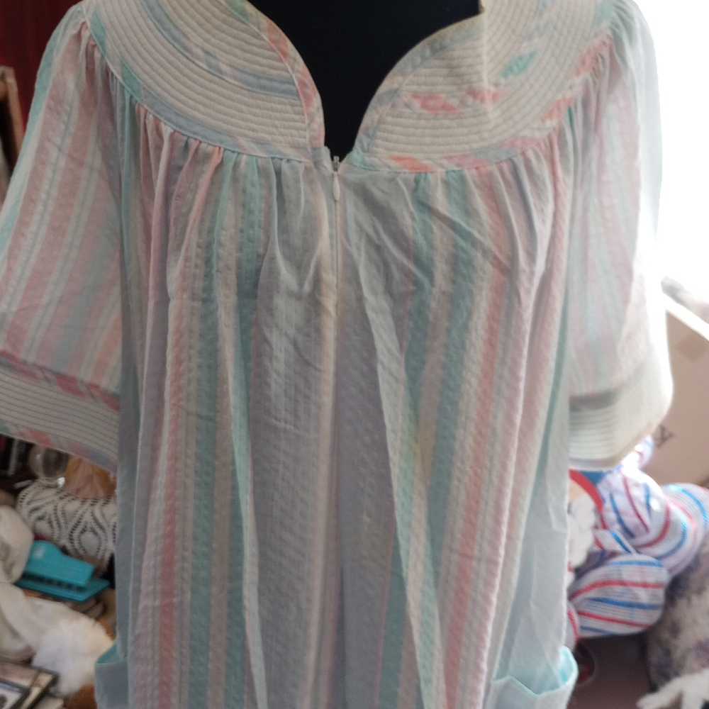 Woman's Cool Seersucker Robe for Summertime.